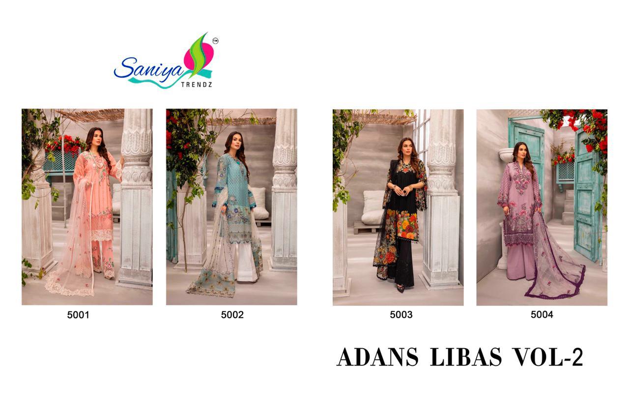 Saniya Adan Libaas 2 Latest Fancy Designer Festive Wear Luxury Cambric Cotton Chickenkari Work Embroidery Pakistani Collection